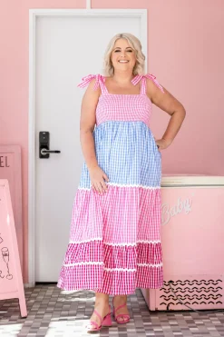 Allegra Maxi Dress in Gingham Mix