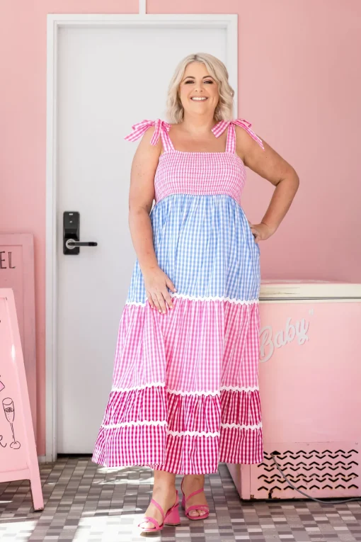 Allegra Maxi Dress in Gingham Mix