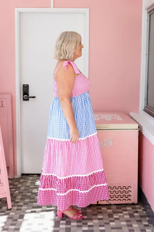 Allegra Maxi Dress in Gingham Mix
