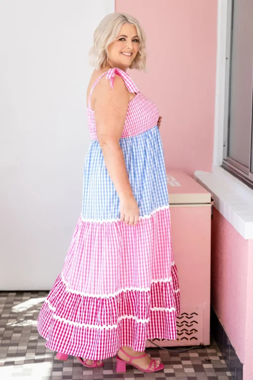 Allegra Maxi Dress in Gingham Mix