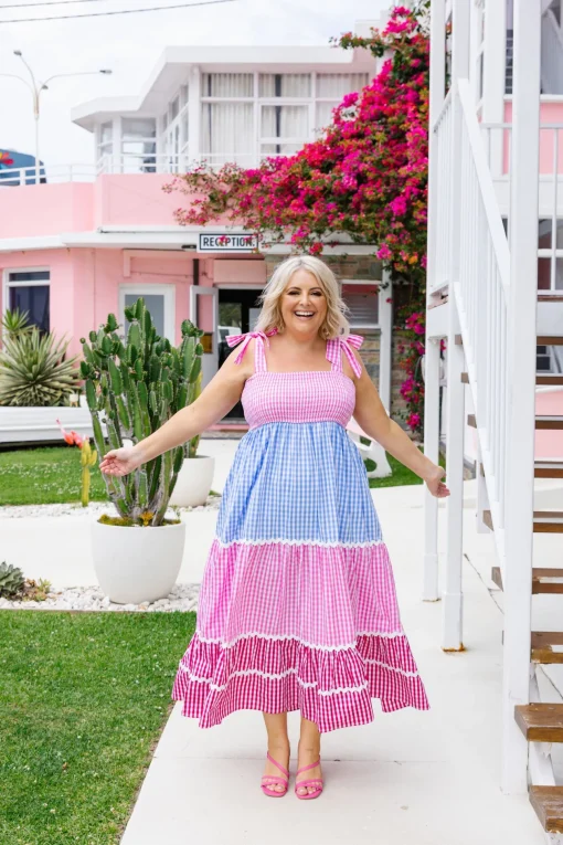 Allegra Maxi Dress in Gingham Mix