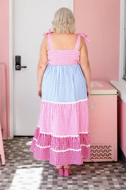 Allegra Maxi Dress in Gingham Mix
