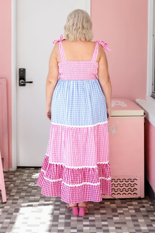 Allegra Maxi Dress in Gingham Mix