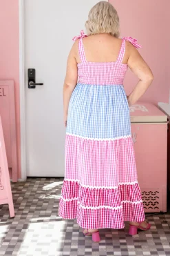 Allegra Maxi Dress in Gingham Mix