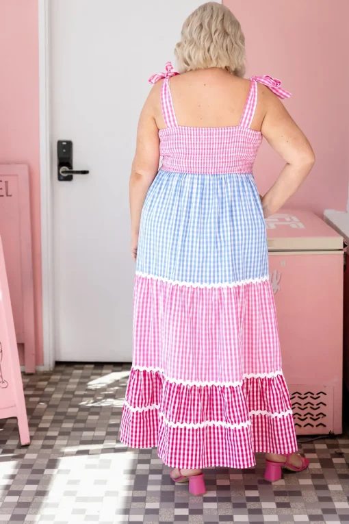 Allegra Maxi Dress in Gingham Mix