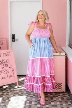 Allegra Maxi Dress in Gingham Mix