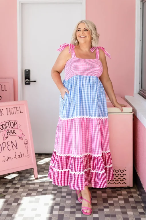 Allegra Maxi Dress in Gingham Mix