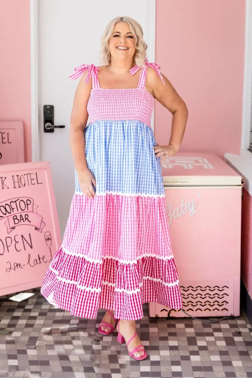 Allegra Maxi Dress in Gingham Mix
