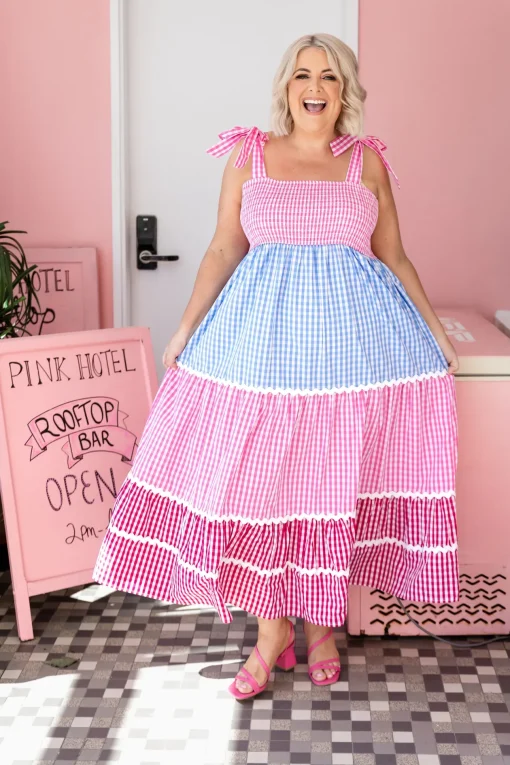 Allegra Maxi Dress in Gingham Mix