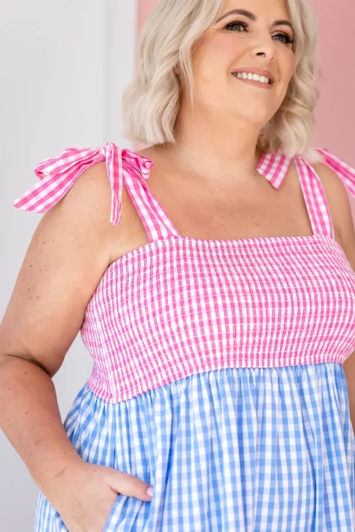 Allegra Maxi Dress in Gingham Mix