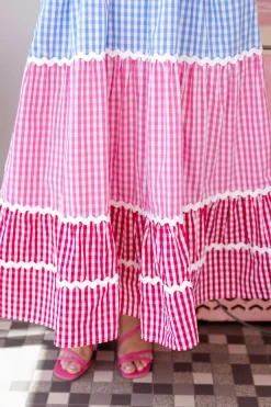 Allegra Maxi Dress in Gingham Mix