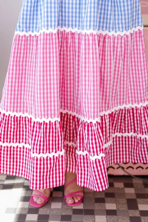 Allegra Maxi Dress in Gingham Mix
