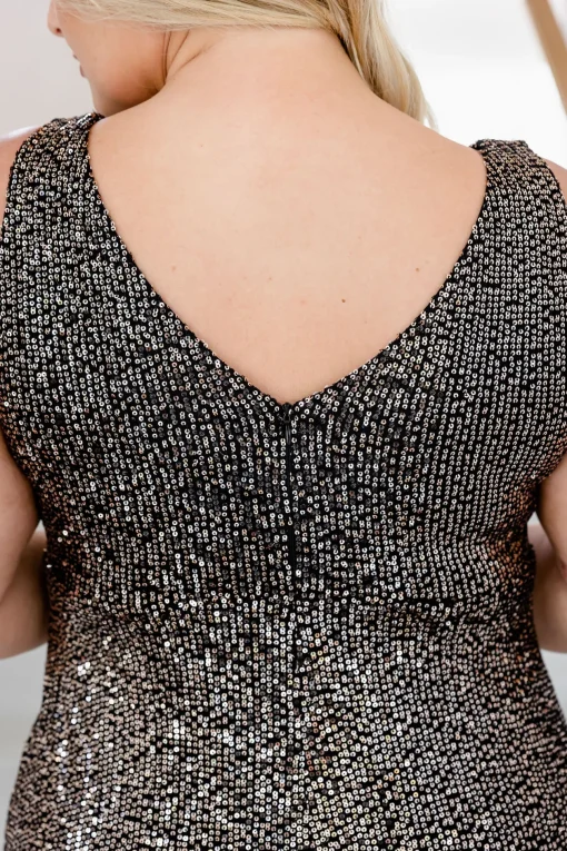 Anastasia Sequin Maxi Dress in Black & Bronze