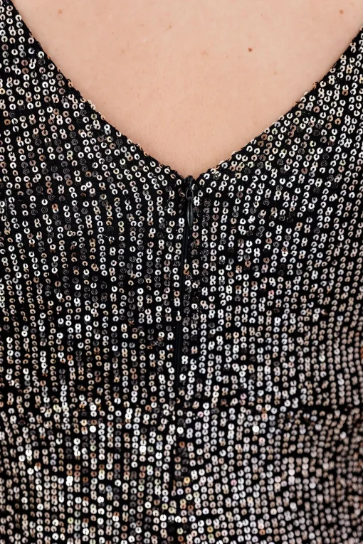 Anastasia Sequin Maxi Dress in Black & Bronze