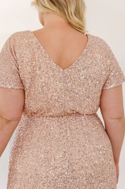 Arabella Sequin Maxi Dress in Light Bronze