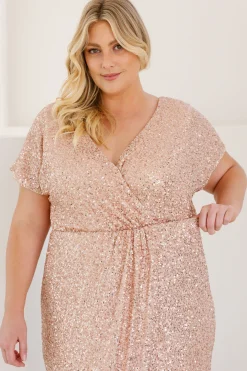 Arabella Sequin Maxi Dress in Light Bronze