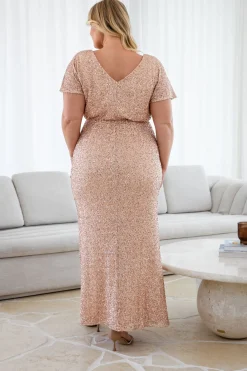 Arabella Sequin Maxi Dress in Light Bronze