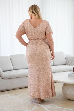 Arabella Sequin Maxi Dress in Light Bronze