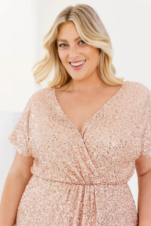 Arabella Sequin Maxi Dress in Light Bronze