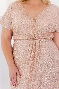 Arabella Sequin Maxi Dress in Light Bronze