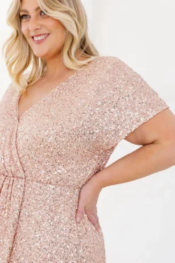 Arabella Sequin Maxi Dress in Light Bronze