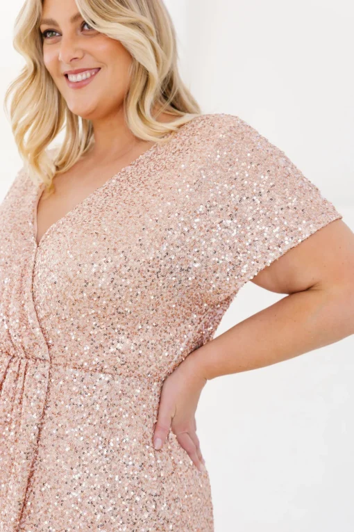 Arabella Sequin Maxi Dress in Light Bronze