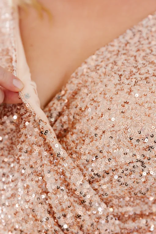 Arabella Sequin Maxi Dress in Light Bronze