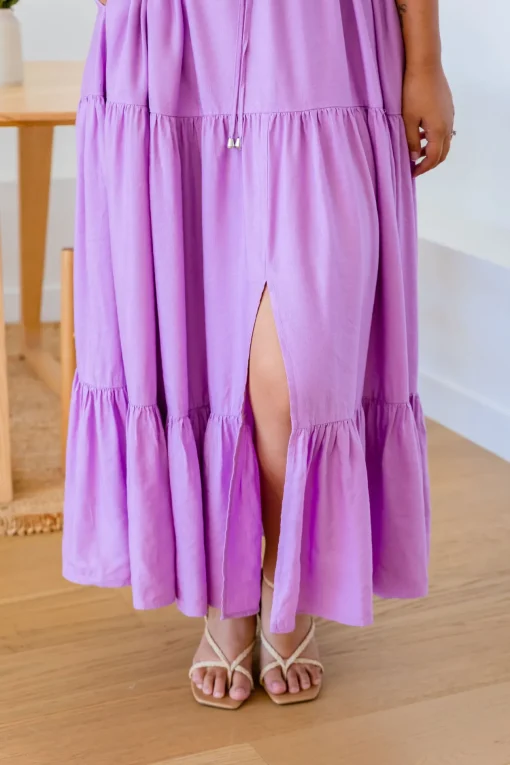 Bonnie Linen Blend Dress in Berry