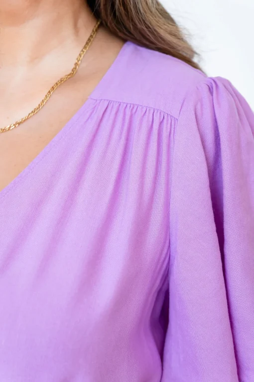 Bonnie Linen Blend Dress in Berry