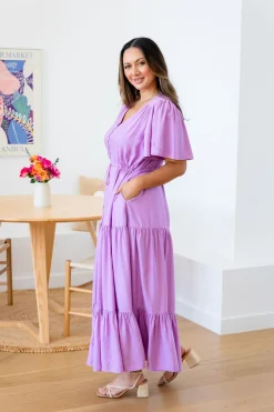 Bonnie Linen Blend Dress in Berry