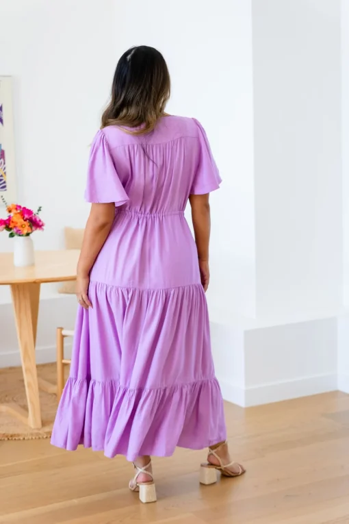 Bonnie Linen Blend Dress in Berry