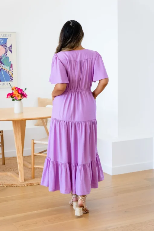 Bonnie Linen Blend Dress in Berry