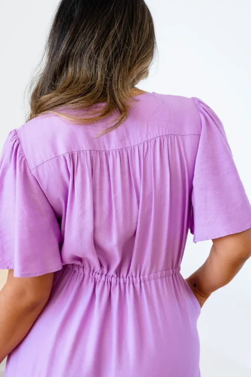 Bonnie Linen Blend Dress in Berry