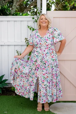 Bonnie Linen Blend Maxi Dress in Rose Fleur