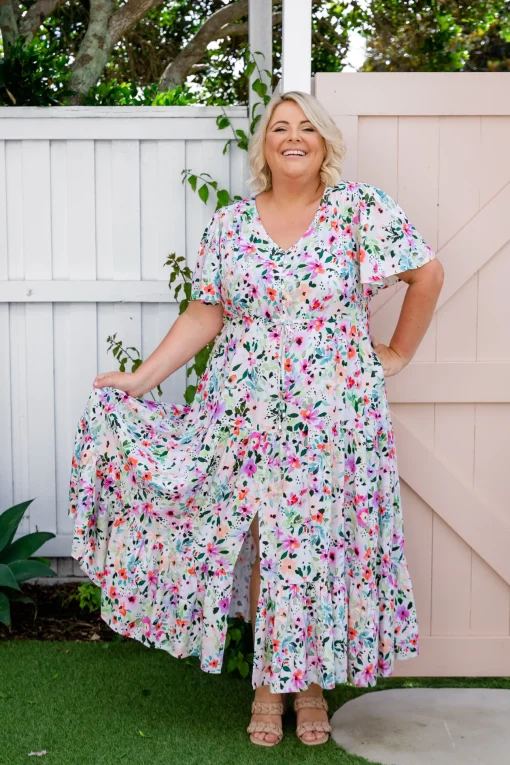 Bonnie Linen Blend Maxi Dress in Rose Fleur