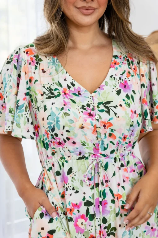 Bonnie Linen Blend Maxi Dress in Rose Fleur