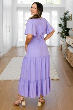 Bonnie Linen Blend Maxi Dress in Lavender
