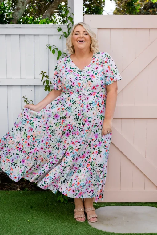 Bonnie Linen Blend Maxi Dress in Rose Fleur