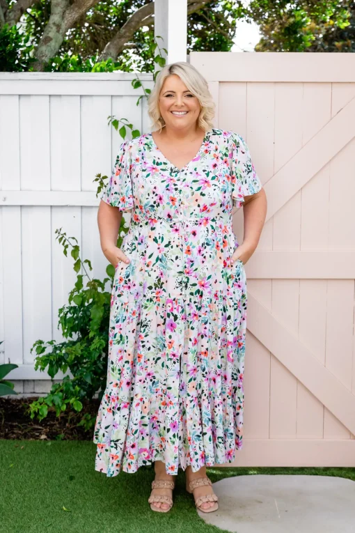 Bonnie Linen Blend Maxi Dress in Rose Fleur