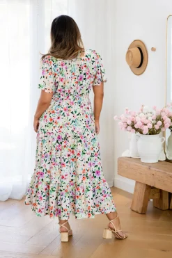 Bonnie Linen Blend Maxi Dress in Rose Fleur