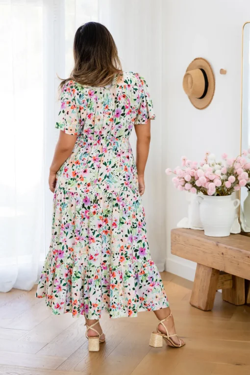 Bonnie Linen Blend Maxi Dress in Rose Fleur