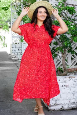 Cameron Dress in Red & White
