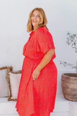 Cameron Dress in Red & White