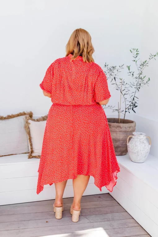 Cameron Dress in Red & White