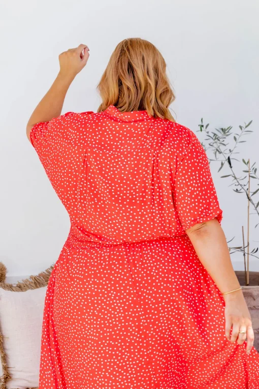 Cameron Dress in Red & White