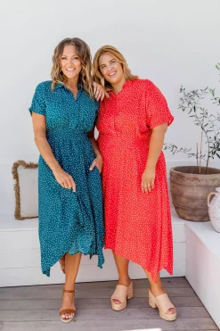 Cameron Dress in Red & White