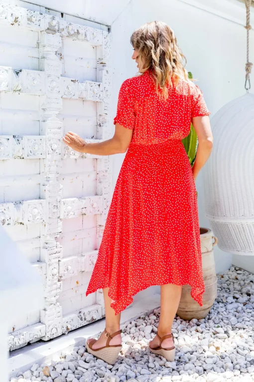 Cameron Dress in Red & White