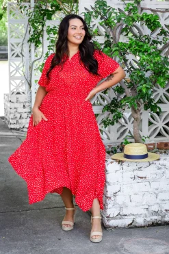 Cameron Dress in Red & White