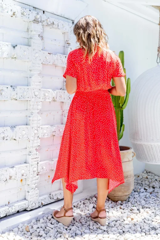 Cameron Dress in Red & White