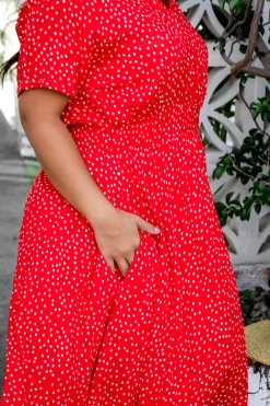 Cameron Dress in Red & White